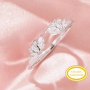 Angel Wings Moissanite Stackable Ring,Solid 14K 18K Gold Ring,Dainty Adjustable Stacker Ring,Stackable Ring,DIY Ring Supplies 1294993