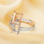 1Pcs Multiple Sizes Rectangle Rose Gold Silver Tiny Gems Cz Stone Prong Bezel Solid 925 Sterling Silver Adjustable Ring Settings 1294132