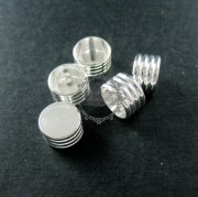 20pcs 7.5x8.5mm silver plated brass glass tube base bezel DIY glass dome supplies findings 1532009