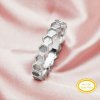 3MM Full Band Keepsake Breast Milk Resin Ring Settings,Honeycomb Hexagon Bezel Ring,Solid 14K 18K Gold Ring,CZ Birthstone Stackable Ring 1294725