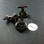 1Pairs 14MM Gun Black Plated Brass Round Bezels Base Tray Setting Photo Frame Custom Cuff Links Wedding Cufflinks Blank 1500042 Model: 1500042