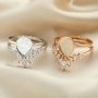 8x10MM Keepsake Breast Milk Resin Pear Ring Settings Stackable Solid 925 Sterling Silver Rose Gold Plated Stacker DIY Ring Set 1294398