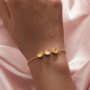 Three Stones 6MM Keepsake Breast Milk Resin Round Bezel Bracelet Settings,Solid Back Solid 14K 18K Gold Bracelet,DIY Bracelet Supplies 6.5''+2'' 1900343