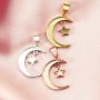 16MM Moon Star Mother Baby Keepsake Breast Milk Bezel Settings for Resin Solid 14K Gold DIY Pendant Bezel 1431120-1