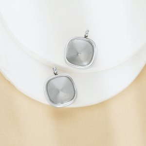 12MM Cushion Square Stainless Steel Pendant Settings,Minimalist Square Pendant Charm,Simple Square Pendant,DIY Pendant Blank 1431544