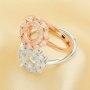6MM Round Prong Ring Settings,Flower Solid 925 Sterling Silver Rose Gold Plated Ring,Double Halo Flower CZ Stone Ring,DIY Ring Supplies 1294695