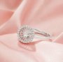 Halo Round Pin Ring Settings For Half Drilled Pearl Bead,Solid 925 Sterling Silver Ring For Half Drilled Beads,Pave Moissanite Ring,DIY Ring Supplies 1215103