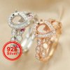 6x8MM Pear Prong Ring Settings Stackable Solid 925 Sterling Silver Rose Gold Plated Bezel Stacker Birthstone Rings Set DIY Supplies 1294412