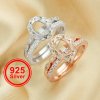 6x8MM Oval Prong Ring Settings,Flower Stackable Solid 925 Sterling Silver Rose Gold Plated Ring,Art Decor Bezel Band Stacker Ring,DIY Ring Supplies 1294567