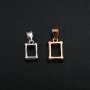 Rectangle Prong Pendant Settings Simple Rose Gold Plated Solid 925 Sterling Silver Charm Bezel for Gemstone 1431094