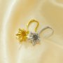 Keepsake Breast Milk Resin Ball Flower Pin Hoops Earrings Settings for 11-12MM Half Drilled Pearl Bead,Solid 925 Sterling Silver Gold Plated Earrings,DIY Earrings Supplies 1706218