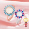 Solid 925 Silver Keepsake Color Birthstones Halo Round Ring Bezel Settings,DIY Rings for Breast Milk Making 1215078