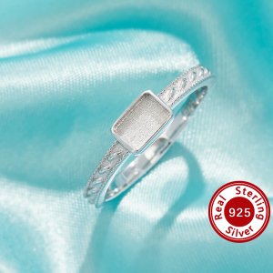 4x6MM Keepsake Breast Milk Resin Rectangle Bezel Ring Settings,Solid 925 Sterling Silver Ring,Minimalist Rectangle Ring,Solid Back Ring,DIY Ring Supplies 1295049-1