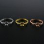 Round Prong Ring Settings Stackable Rose Gold Plated Solid 925 Sterling Silver Ring Bezel Stacker for Gemstone 1210107