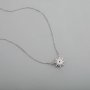 1Pcs 4MM Solid 925 Sterling Silver Rose Gold Round Gemstone Prong Bezel Settings DIY Snow Flake Pendant Necklace 16''+2'' 1411236