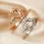 1Pcs Oval Ring Settings Adjustable for Gemstone Rose Gold Plated Solid 925 Sterling Silver DIY Bezel Tray Supplies 1224066