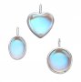 Simulated Glass Moonstone Charm,Round/Heart/Oval Solid 925 Sterling Silver Gold Plated Pendant Charm,DIY Pendant Charm Supplies 1431201