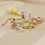 5-6MM Round Prong Hook Earrings Settings Solid 925 Sterling Silver Rose Gold Plated DIY Supplies for Gemstone 1706088