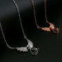 1Pcs 7x9MM Pear Prong Pendant Settings Necklace Angel Wing Rose Gold Plated Solid 925 Sterling Silver Charm Bezel Tray DIY Supplies 16''+2'' 1431063