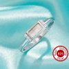 3x6MM Keepsake Breast Milk Resin Rectangle Bezel Ring Settings,Solid 925 Sterling Silver Ring,Vintage Styles Ring,CZ Stone Art Deco Solid Back Ring,DIY Ring Supplies 1295051-1