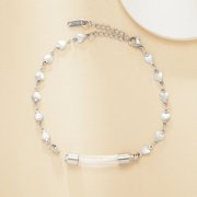 Tube Glass Bottle Stainless Steel Pendant Bracelet,Heart Art Deco Perfume Vial Pendant Chain Bracelet,DIY Bracelet Supplies 1900346