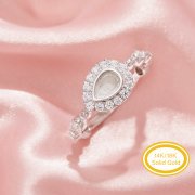 4x6MM Keepsake Breast Milk Resin Pear Bezel Ring Settings,Solid 14K 18K Gold Ring,Moissanite Art Deco Solid Back Ring,DIY Ring Supplies 1295039