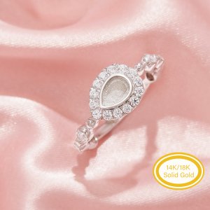 4x6MM Keepsake Breast Milk Resin Pear Bezel Ring Settings,Solid 14K 18K Gold Ring,Moissanite Art Deco Solid Back Ring,DIY Ring Supplies 1295039