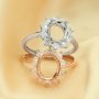 8x10MM Halo Oval Prong Ring Settings,Sun Flower Solid 925 Sterling Silver Rose Gold Plated Ring,Vintage Styles Ring,DIY Ring Bezel For Gemstone 1224184