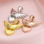 Keepsake Breast Milk Bezel 8MM Heart Pendant Settings Angel Wings Solid 14K/18K Gold DIY Memory Jewelry Supplies 1431131-1