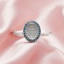 Keepsake Breast Milk Resin Oval Ring Settings,Solid Back 925 Sterling Silver Ring,Pave CZ Stone Ring,DIY Ring Supplies 1222088