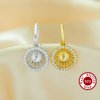 Keepsake Breast Milk Resin Ball Round Pin Hoops Earrings Settings for 7-8MM Half Drilled Pearl Bead,Solid 925 Sterling Silver Gold Plated Earrings,DIY Earrings Supplies 1706217