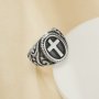 Heavy Jerusalem Cross Stainless Steel Ring,Stainless Steel Baptism Ring,Cross Religious Ring,Men's Ring,DIY Ring Supplies 1295010