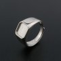 9MM Square Bezel Ring Settings Solid Back Breast Milk Resin 925 Sterling Silver DIY Men's Adjustable Ring 1294222