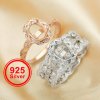 6x8MM Oval Prong Ring Settings,Vinatge Style Art Decor Stacker Ring Band,Flower Stackable Solid 925 Sterling Silver Rose Gold Plated Ring,DIY Ring Set 1294560