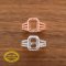 6x8MM Rectangle Prong Ring Settings Halo Solid 14K Rose White Gold with Moissanite Accents DIY Bezel Tray for Diamond Gemstones 1294206