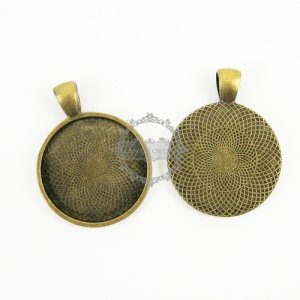 5pcs 25mm setting size vintage alloy antique bronze round pendant bezels tray 1411028