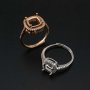 1Pcs 5-8MM Cushion Square Prong Ring Settings Blank Adjustable Halo Rose Gold Plated Solid 925 Sterling Silver DIY Bezel for Gemstone 1294189