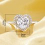 Halo Heart Simulated Diamond Ring With 8MM Heart White Cubic Zirconia,Solid 925 Sterling Silver Ring,Pave CZ Stone Heart Ring 6270065