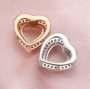 14K Solid Gold Heart Prong Pendant Settings for Gemstone with Moissanite Accents Keepsake Breast Milk DIY Supplies 1431068-1