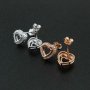 1Pair 5-6MM Rose Gold Plated Solid 925 Sterling Silver Heart Prong Bezel DIY Studs Earrings Settings for Gemstone Jewelry Supplies 1706051