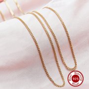 1.8MM Cuba Link Chain Necklace14K Gold Plated Solid 925 Silver Necklace Chain,Dainty Curb Chain,DIY Simple Chain 1315035