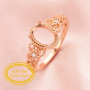 6x8MM Oval Prong Ring Settings,Solid 14K 18K Gold Moissanite Ring,Art Deco Ring,Vintage Style Ring Band,DIY Ring Bezel For Gemstone 1225004