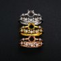 Round Prong Ring Settings Stackable Rose Gold Plated Solid 925 Sterling Silver Ring Bezel Stacker for Gemstone 1210107