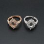 1Pcs 5x7MM Oval Bezel Halo Rose Gold Plated Solid 925 Sterling Silver Adjustable Prong Ring Settings Blank for Gemstone 1224038