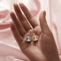 Keepsake Breast Milk Resin Ball Round Pin Pendant Settings for Half Drilled Pearl Bead,Solid 14K 18K Gold Pendant Charm,Moissanite Art Deco Pendant 1411463