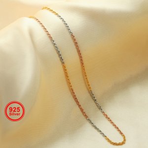 1.5MM Wheat Chain Necklace,Solid 925 Sterling Silver Rose Gold Plated Necklace Chain,Simple Choker Chain,DIY Necklace Supplies 1320036