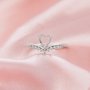 6MM Heart Prong Ring Settings,Crown Solid 14K 18K Gold Ring,Art Deco Heart Ring,DIY Ring Supplies For Gemstone 1295090