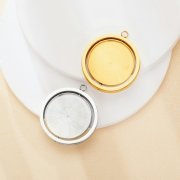20MM Round Bezel Keepsake Breast Milk Resin Pendant Settings,Stainless Steel Rotatable Pendant Charm,DIY Pendant Supplies 1411474