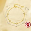 Lucky Four Leaf Clover Charm Bracelet With White Cubic Zirconia,Solid 925 Sterling Silver Bracelet,Minimalist Bracelet 6410052