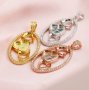 8MM Keepsake Halo Breast Milk Resin Birthstone Heart Pendant 6MM Prong Settings Mother Baby Solid 14K/18K Gold Charm Bezel 1431135-1